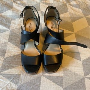 Lucky Brand Black Strappy Platform Wedges